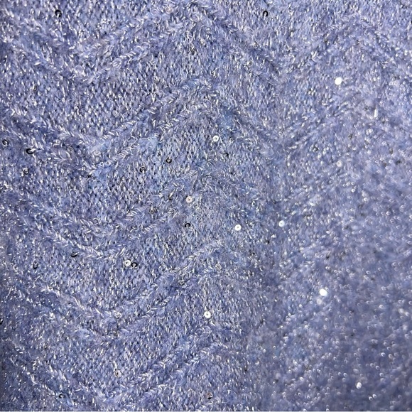 Small Maurices Blue Sequin Sweater Knit Pastel Stretch Dolman Sleeve - Picture 5 of 15